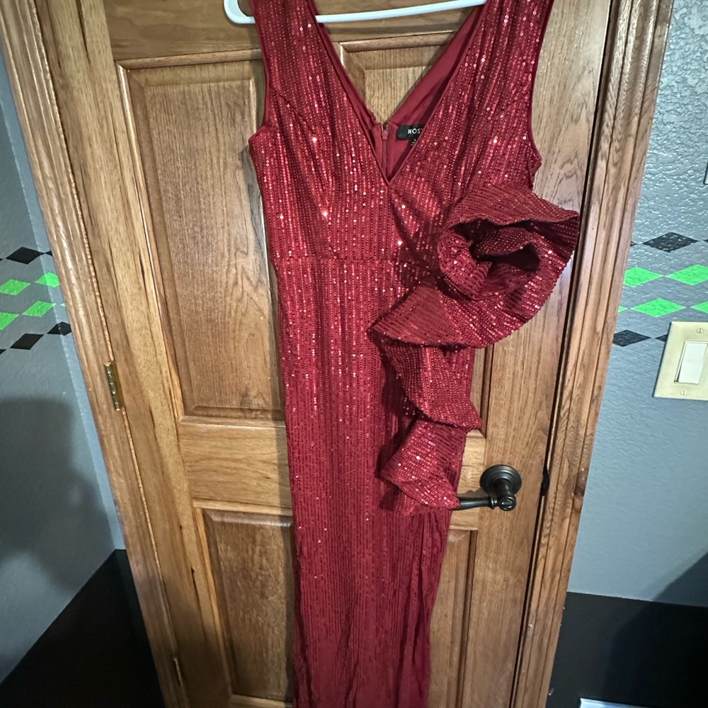 Elegant Red Sequin Evening Gown